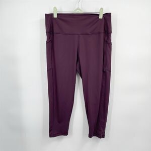 Zyia Women's High Rise Pocket Brilliant Capri Leggings Purple Size 16 Activewear